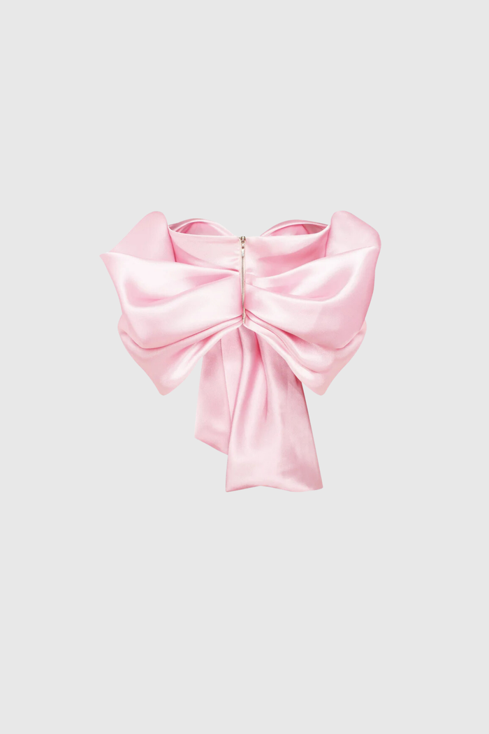 Ainslie Bow Cross Off Shoulder Satin Top