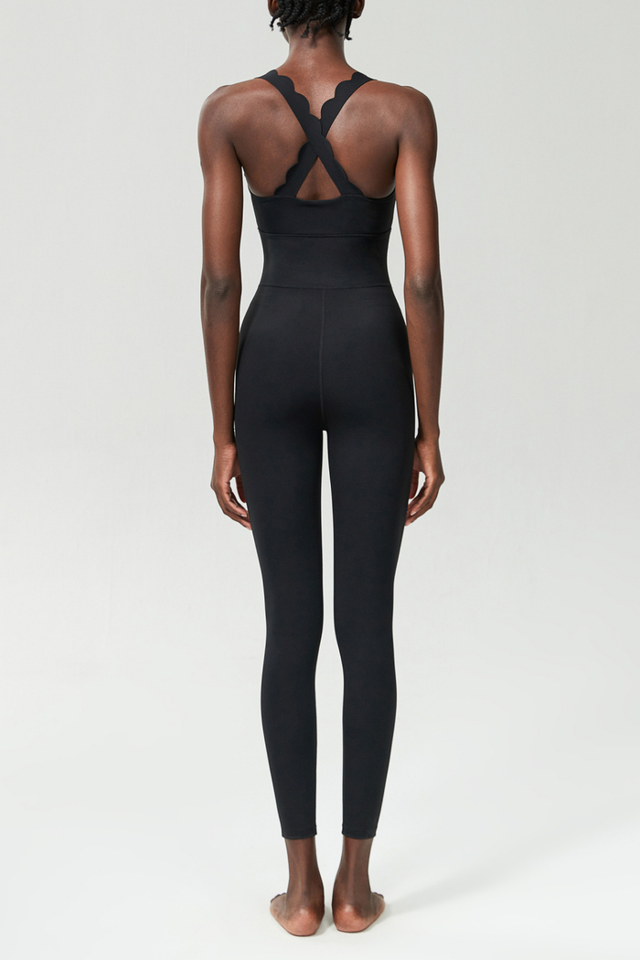 Bel Wave Cross Yoga Jumpsuit In Black