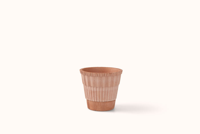 BERGS POTTER ROSA TERRACOTTA ATLAS POT W/SAUCER 16