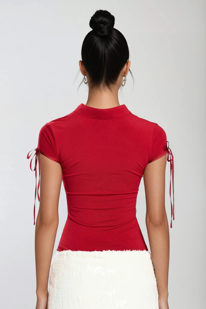 Berker Lace Up Qipao Top