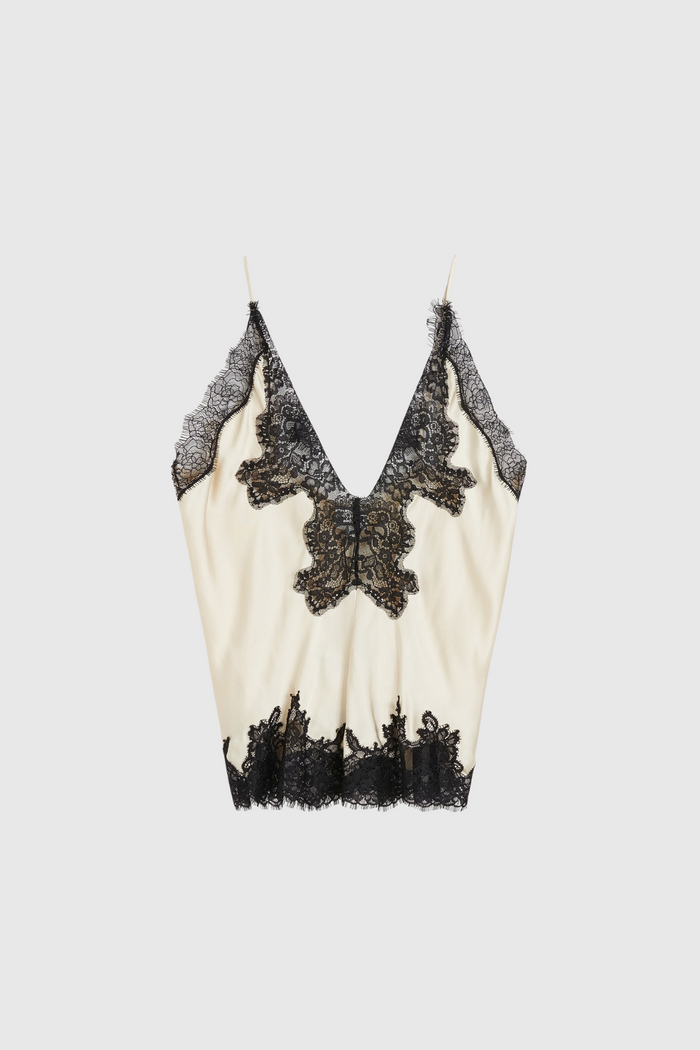 Bess Lace Satin Top In Apricot