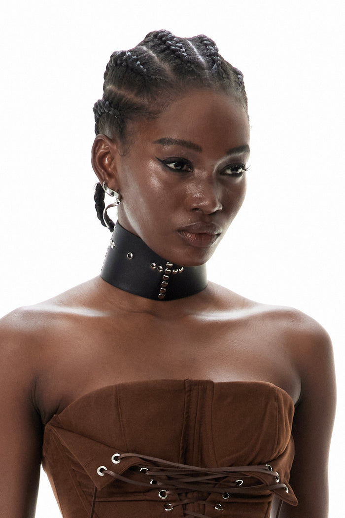 Cyneric Embellished Leather Choker