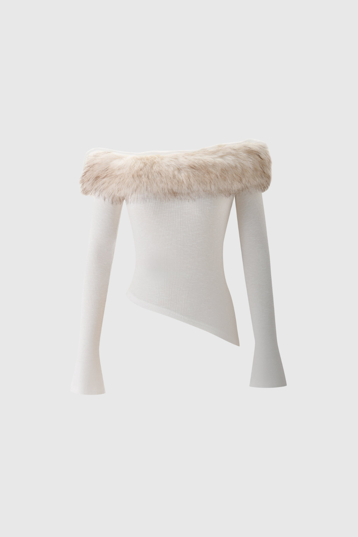 Debi Faux Fur Off Shoulder Top