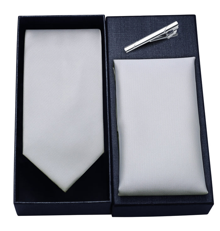 Solid Tie Handkerchief Clip - L- LIGHT GRAY