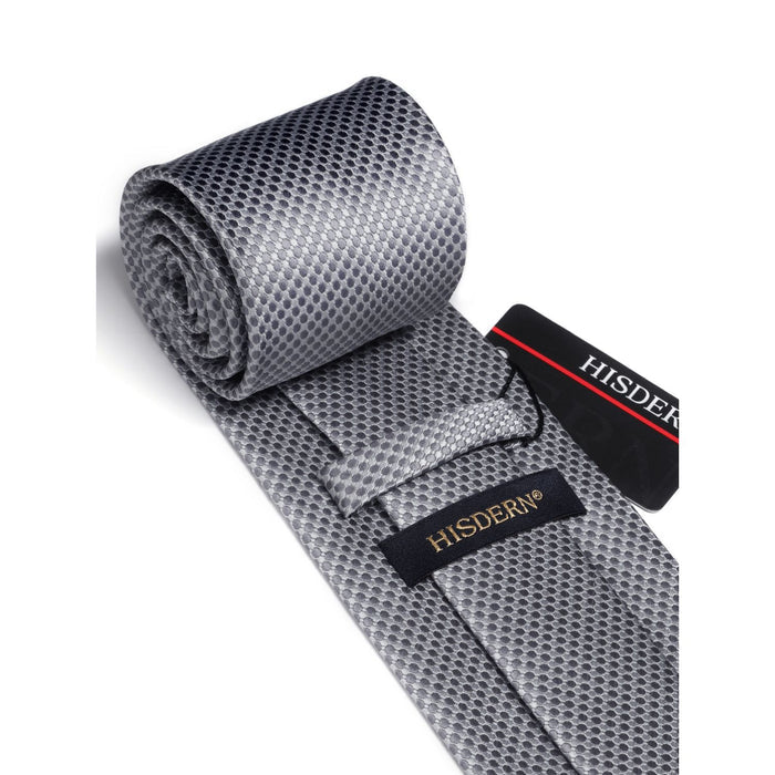 Polka Dot Tie Handkerchief Set - A4-GREY/SILVER