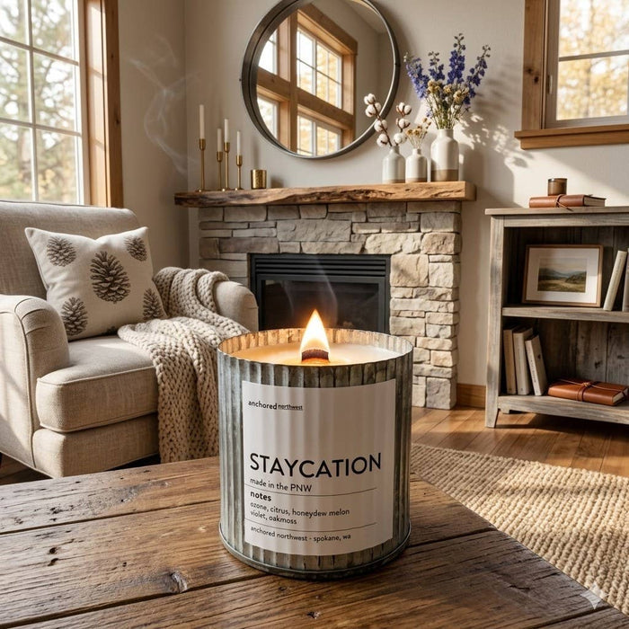Lighthouse Rustic Wood Wick Candle