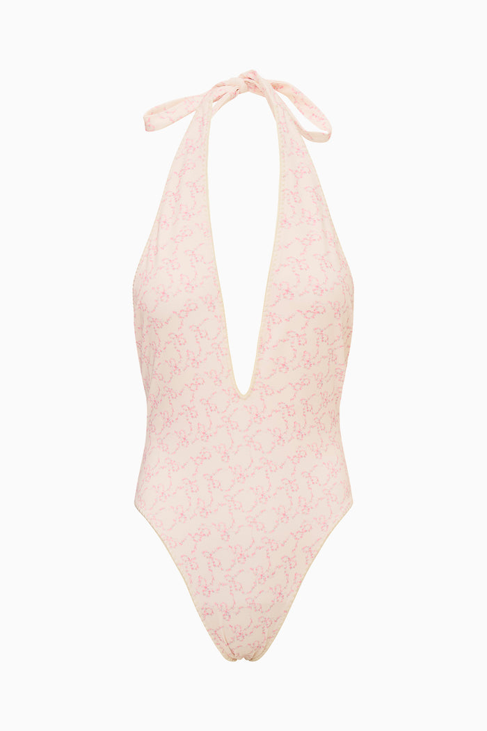 Meegan Floral Bow Print One-Piece Swimsuit