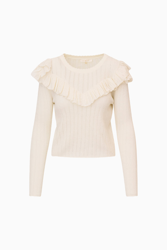 Presla Pointelle Ruffle Sweater