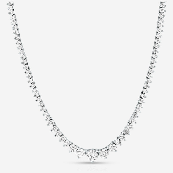 15 CTW Created Moissanite Graduated Tennis Necklace - G-H Color, SI Clarity