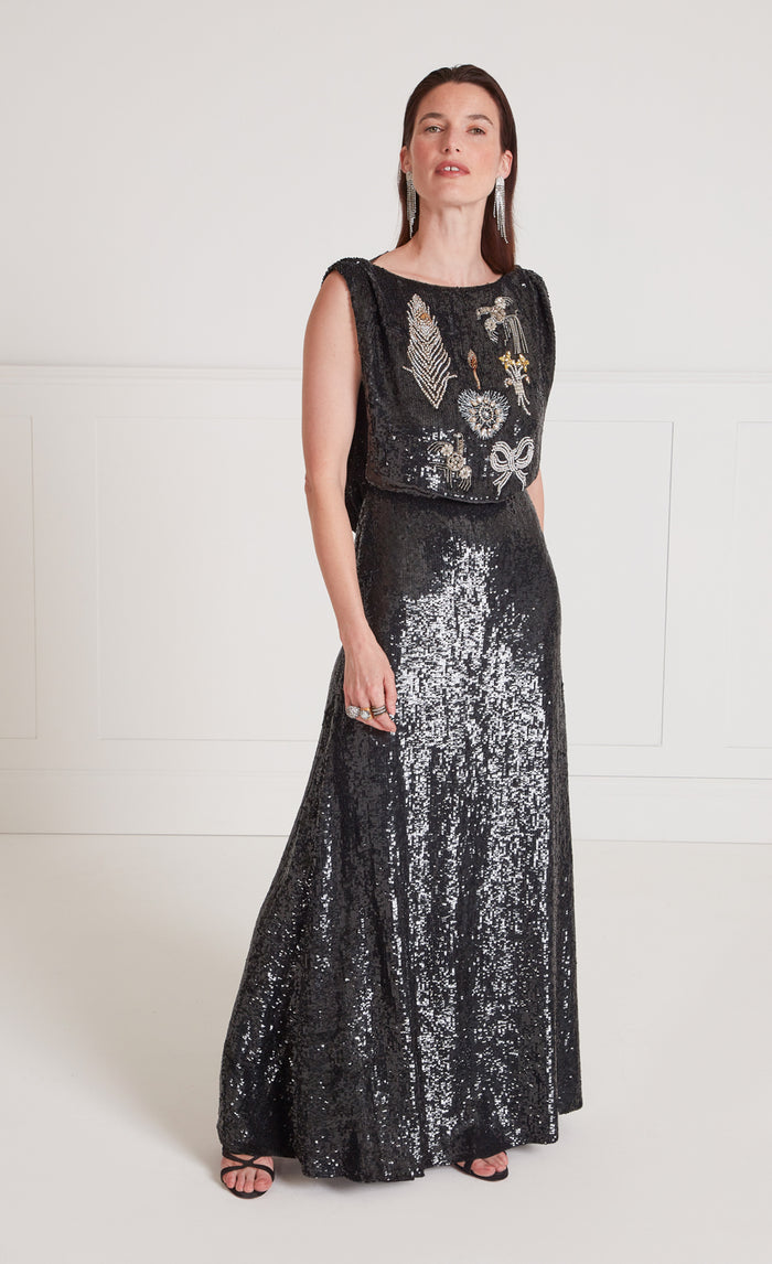 Adalina Sequin Gown - Black