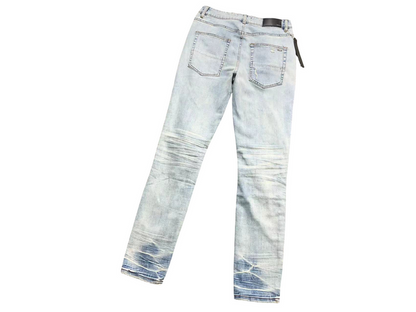 AMIRI Yellow Hole Denim Jeans Blue