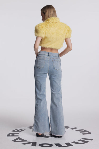 Amytis Faux Fur Cutout Crop Top