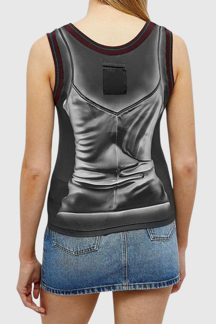 Analia Illusion Print Sleeveless Top