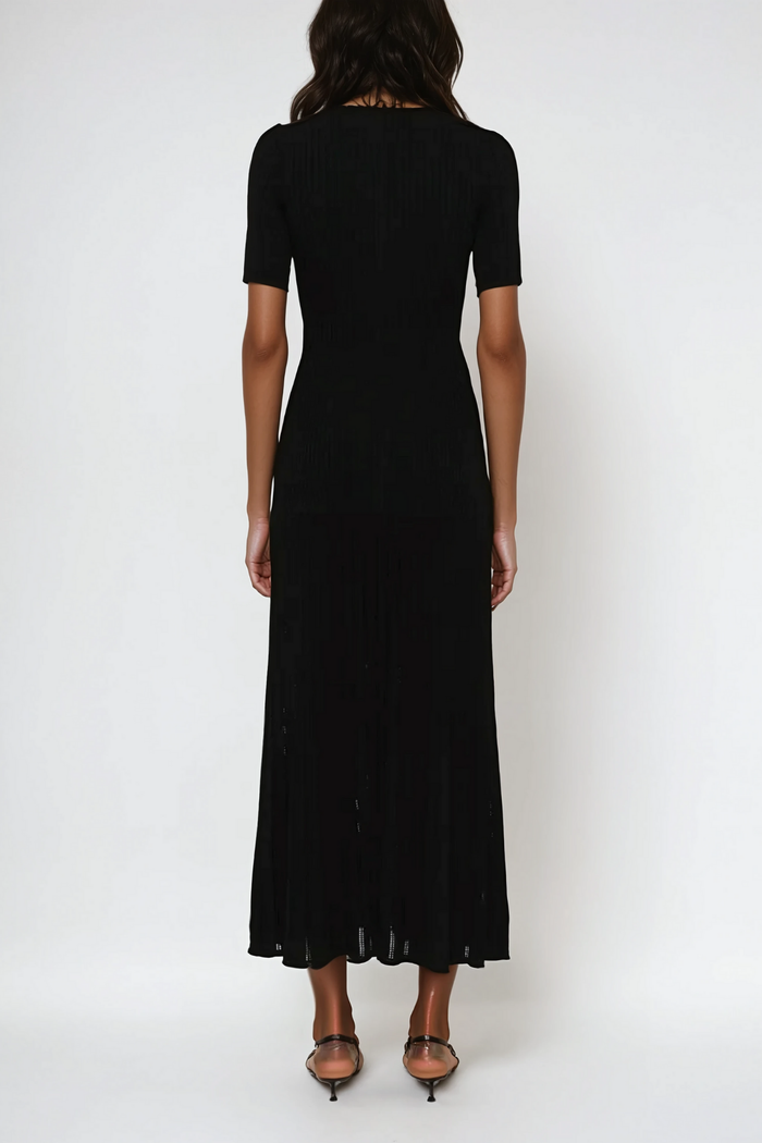 Anastacia Embellished Lapel Knit Maxi Dress