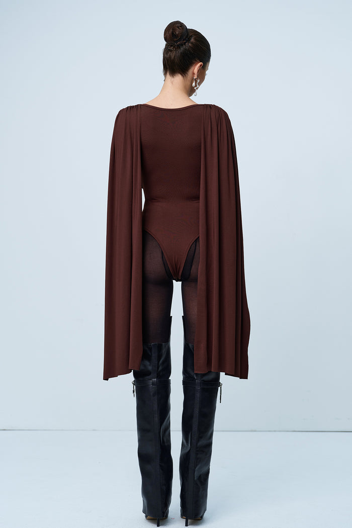 Aniela Cowl Neck Ruch Shawl Bodysuit