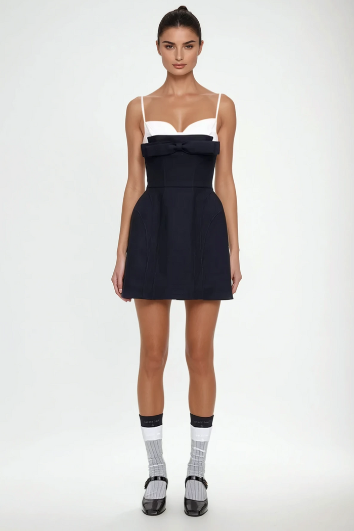 Aravis Bow Deconstruct Spaghetti Mini Dress