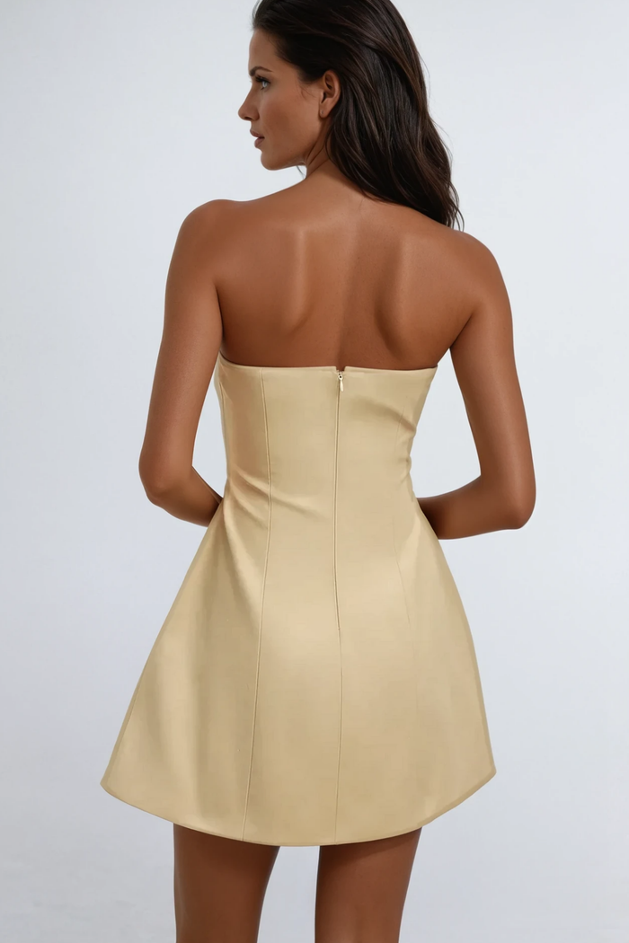 Ares Strapless Button Mini Dress