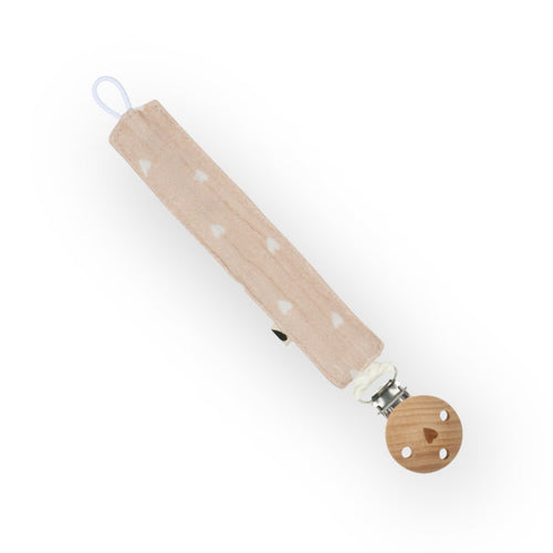 Attache-tétine | Beige petits coeurs