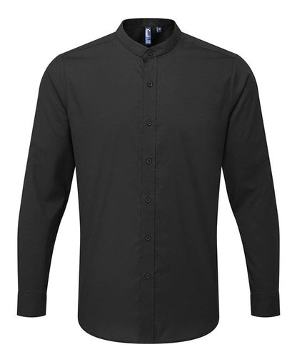 Banded collar grandad long sleeve shirt