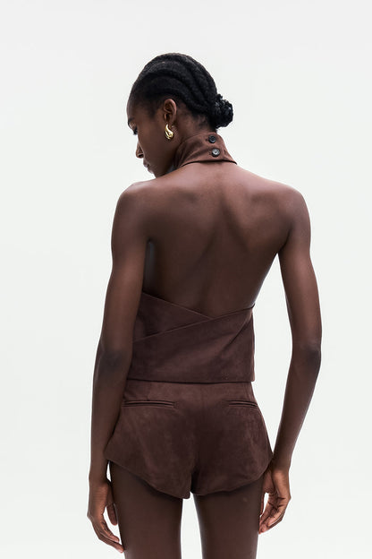 Bartolo Suede Halter Neck Top