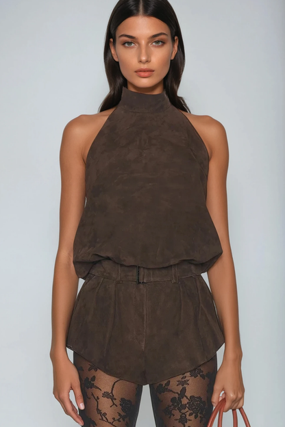 Bartolomea Suede Buckle Mini Pants