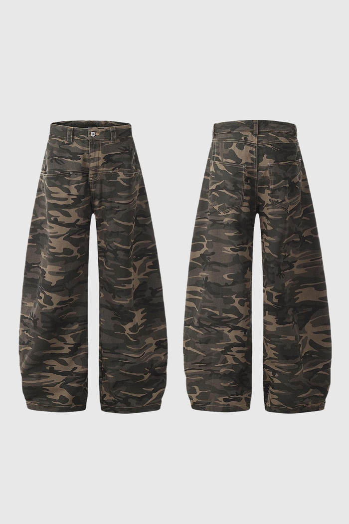 Becka Camouflage Print Curved Leg Jeans