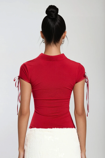 Berker Lace Up Qipao Top