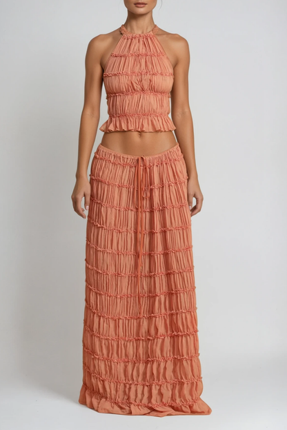 Bernt Ruch Backless Skirt Set In Pink