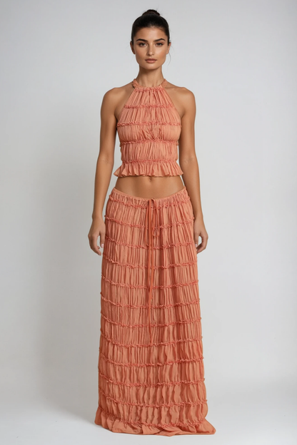 Bernt Ruch Backless Skirt Set In Pink