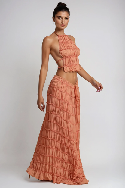 Bernt Ruch Backless Skirt Set In Pink