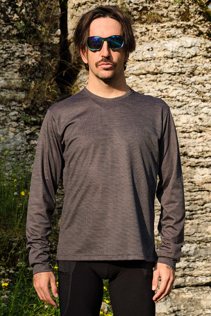 Beyond Gravel Wool Long Sleeve Tee by Giordana Cycling, , Made in Italy