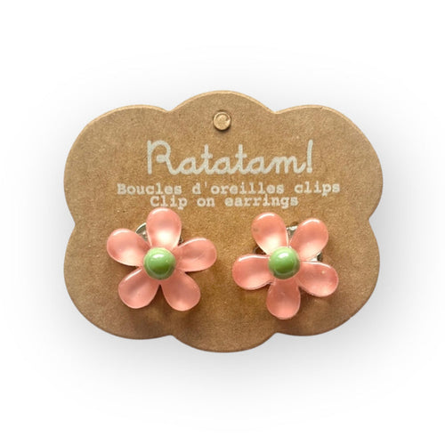 Boucles d'oreilles à clip | Fleurs corail