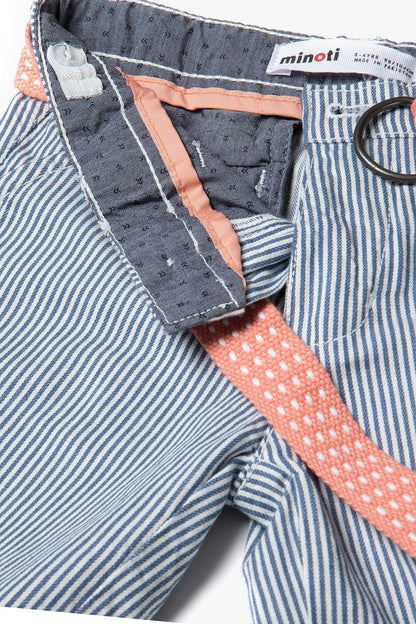 Striped Chino Shorts, Blue, Canvas Belt - 3