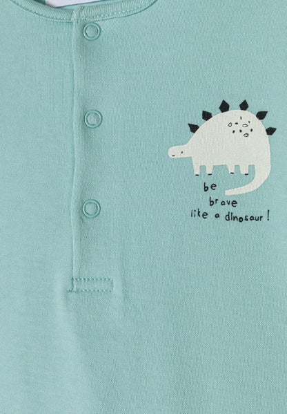 Rompers 2-Pack Short Sleeve, Dinosaur, Mint Grey - 6