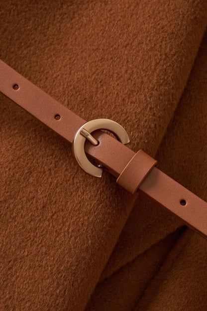 Cape Style Belted Wool Coat in Double-Face Merino-Cashmere