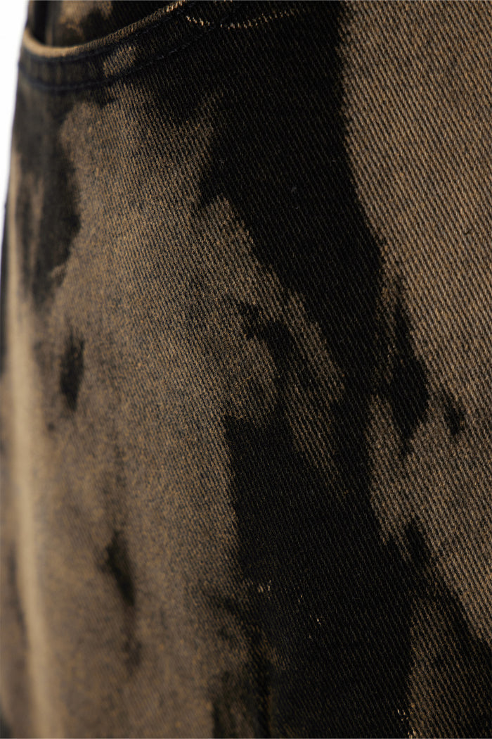 Caprina Zipper Tie Dye Jeans In Black