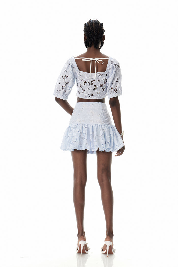 Carmela Embroidered Cutout Skirt Set