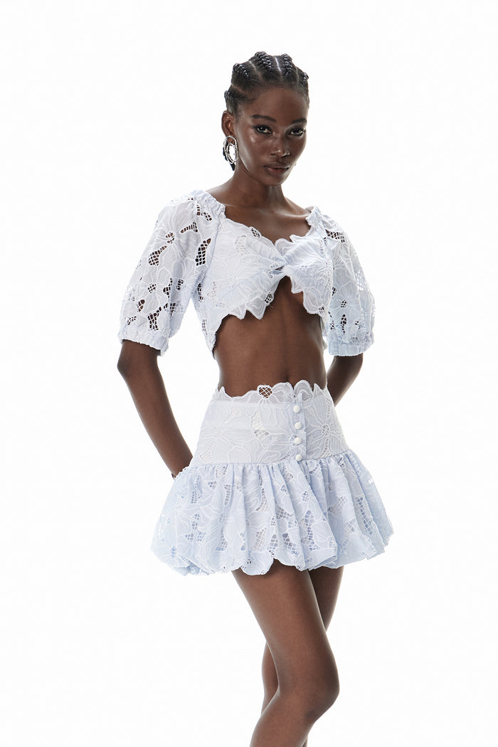 Carmela Embroidered Cutout Skirt Set