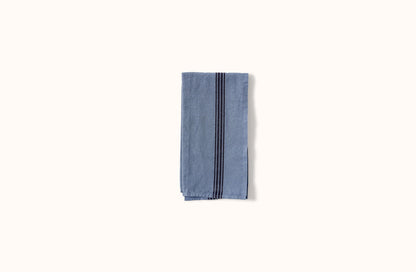 CHARVET BLUE AND BLACK PIANO STRIPE LINEN KITCHEN TOWEL