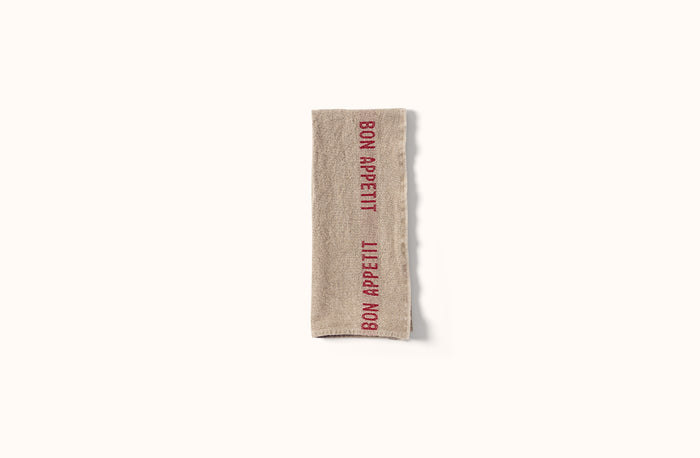 CHARVET NATURAL AND RED BON APPETIT LINEN KITCHEN TOWEL
