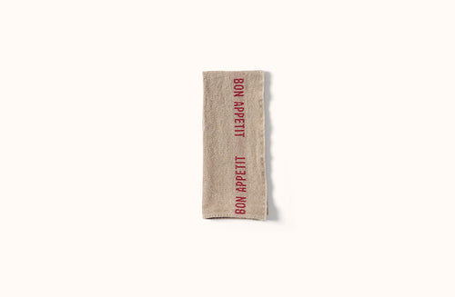 CHARVET NATURAL AND RED BON APPETIT LINEN KITCHEN TOWEL