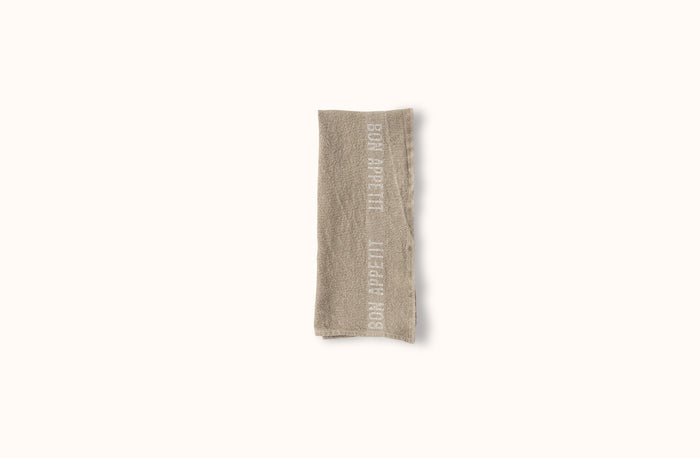 CHARVET NATURAL AND WHITE BON APPETIT LINEN KITCHEN TOWEL