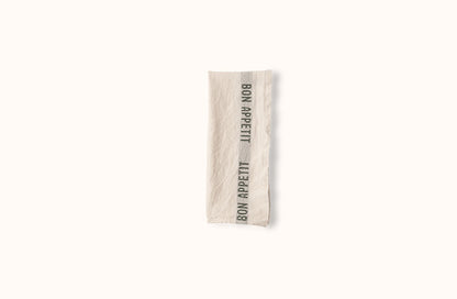 CHARVET WHITE AND GREEN BON APPETIT LINEN KITCHEN TOWEL