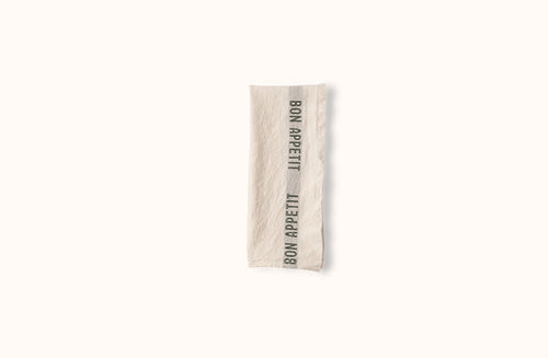 CHARVET WHITE AND GREEN BON APPETIT LINEN KITCHEN TOWEL