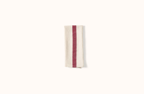 CHARVET WHITE AND RED STRIPE LINEN KITCHEN TOWEL