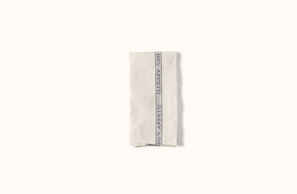 CHARVET WHITE WITH BLACK BON APPETIT COTTON KITCHEN TOWEL