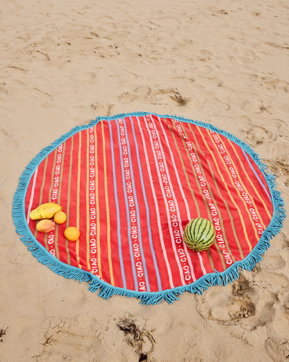 Ciao Stripe Terry Round Beach Towel