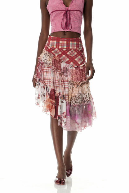 Clemency Asymmetric Patchwork Maxi Skirt
