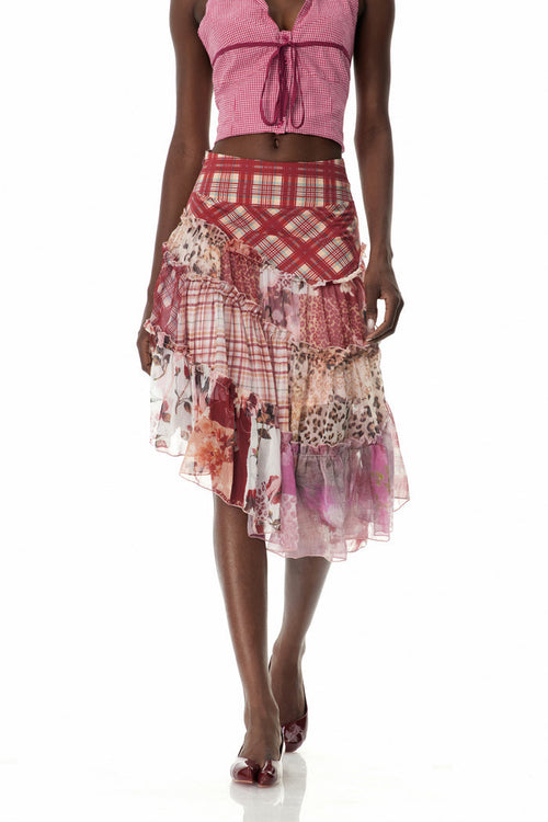 Clemency Asymmetric Patchwork Maxi Skirt