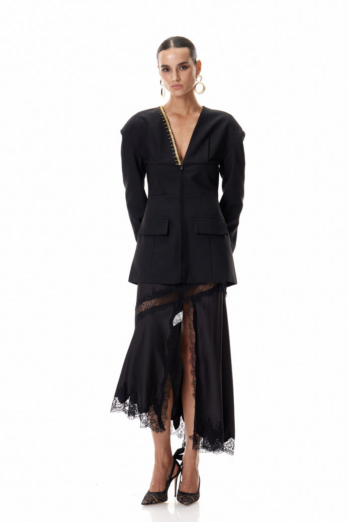 Climent Embellished Plunge Blazer
